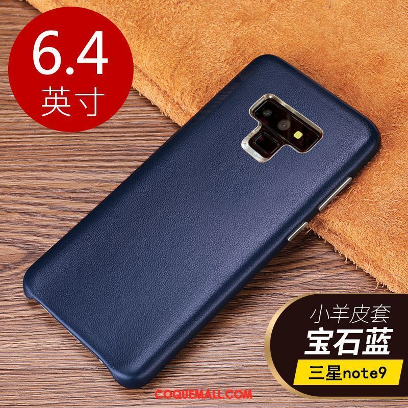 Étui Samsung Galaxy Note 9 Cuir Véritable Protection Personnalité, Coque Samsung Galaxy Note 9 Rouge Très Mince