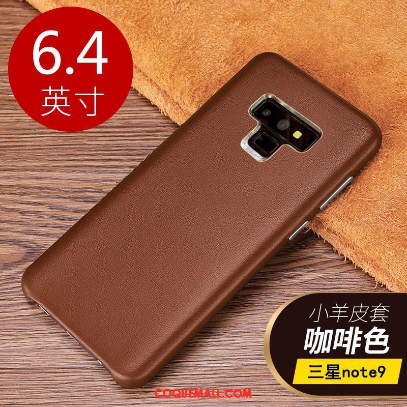 Étui Samsung Galaxy Note 9 Cuir Véritable Protection Personnalité, Coque Samsung Galaxy Note 9 Rouge Très Mince