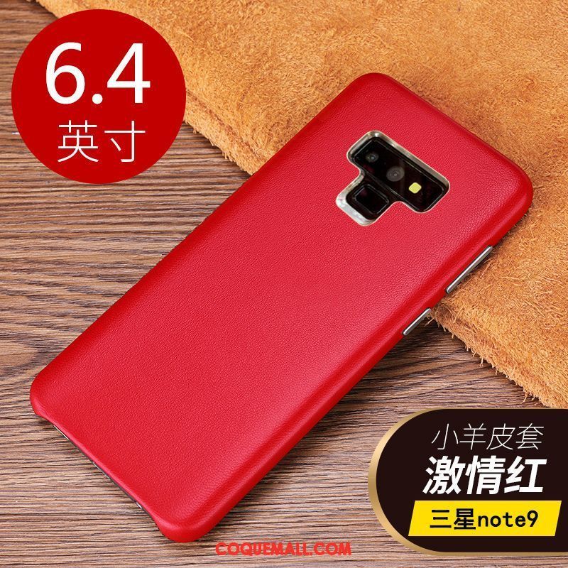 Étui Samsung Galaxy Note 9 Cuir Véritable Protection Personnalité, Coque Samsung Galaxy Note 9 Rouge Très Mince