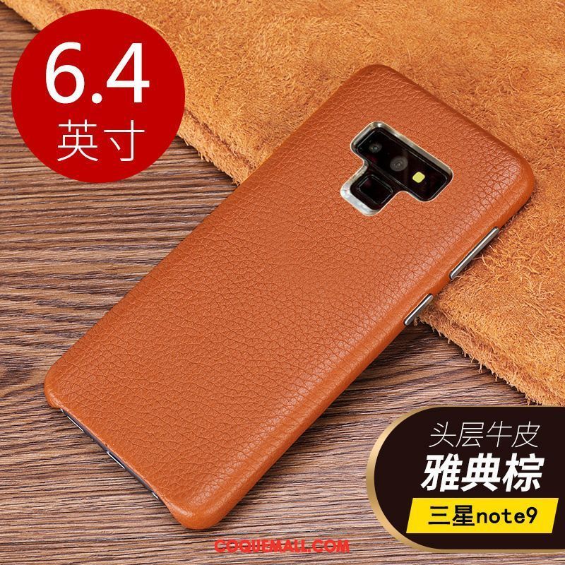 Étui Samsung Galaxy Note 9 Cuir Véritable Protection Personnalité, Coque Samsung Galaxy Note 9 Rouge Très Mince