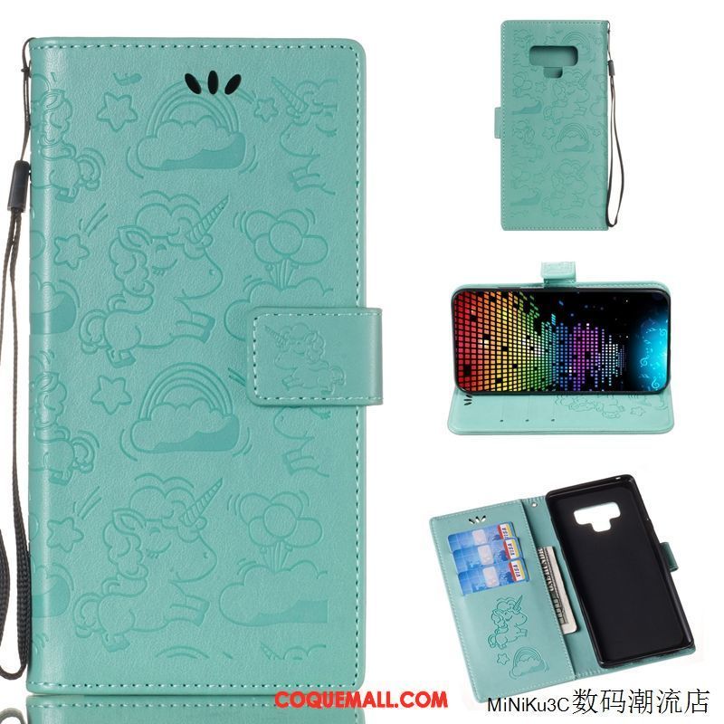 Étui Samsung Galaxy Note 9 Dessin Animé Protection Étui En Cuir, Coque Samsung Galaxy Note 9 Or Rose Créatif