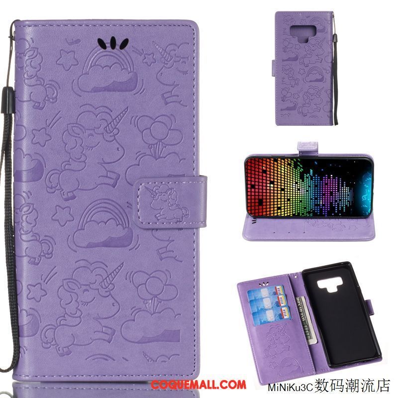 Étui Samsung Galaxy Note 9 Dessin Animé Protection Étui En Cuir, Coque Samsung Galaxy Note 9 Or Rose Créatif