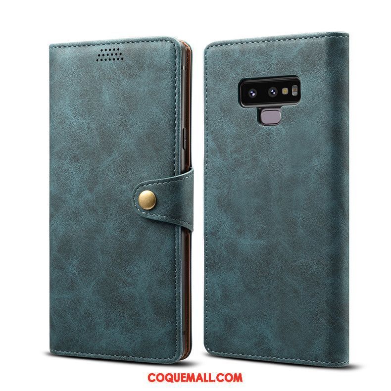 Étui Samsung Galaxy Note 9 Incassable Étui En Cuir Étoile, Coque Samsung Galaxy Note 9 Vert Fluide Doux