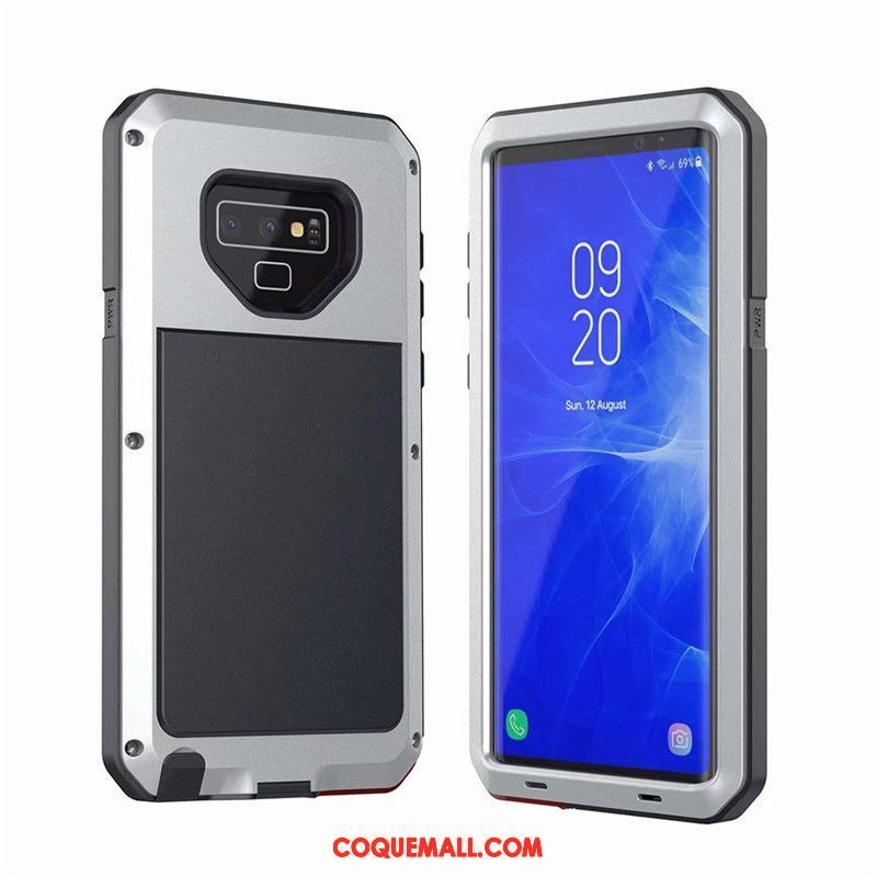 Étui Samsung Galaxy Note 9 Métal Silicone Téléphone Portable, Coque Samsung Galaxy Note 9 Incassable Trois Défenses