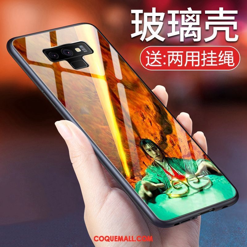 Étui Samsung Galaxy Note 9 Style Chinois Verre Protection, Coque Samsung Galaxy Note 9 Téléphone Portable Vert