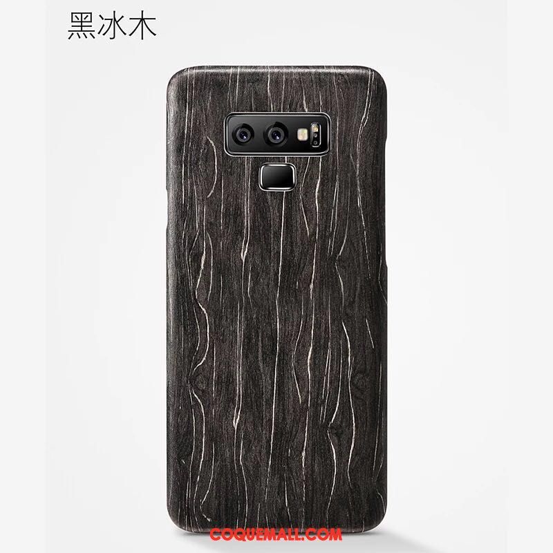 Étui Samsung Galaxy Note 9 Téléphone Portable Noir Protection, Coque Samsung Galaxy Note 9 En Bois Étoile