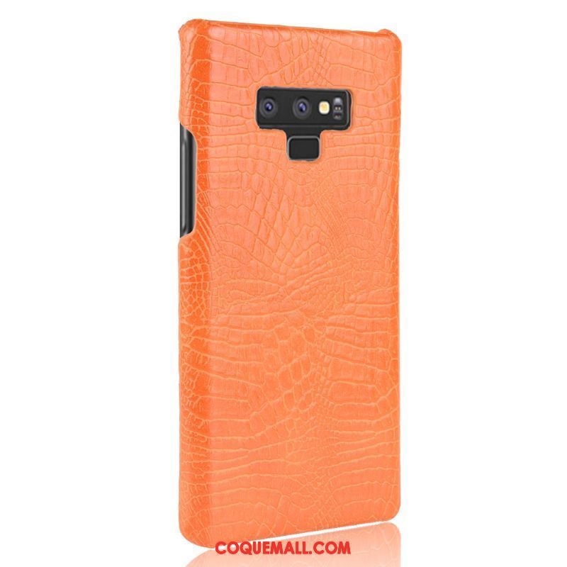 Étui Samsung Galaxy Note 9 Téléphone Portable Protection Cuir, Coque Samsung Galaxy Note 9 Difficile Rouge Orange