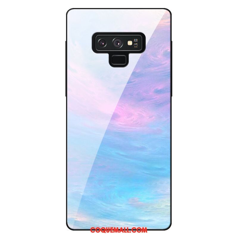 Étui Samsung Galaxy Note 9 Violet Bleu Ciel Étoilé, Coque Samsung Galaxy Note 9 Verre Étoile