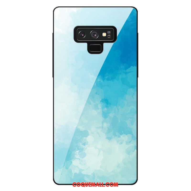 Étui Samsung Galaxy Note 9 Violet Bleu Ciel Étoilé, Coque Samsung Galaxy Note 9 Verre Étoile