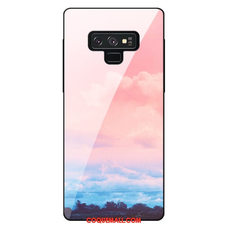 Étui Samsung Galaxy Note 9 Violet Bleu Ciel Étoilé, Coque Samsung Galaxy Note 9 Verre Étoile