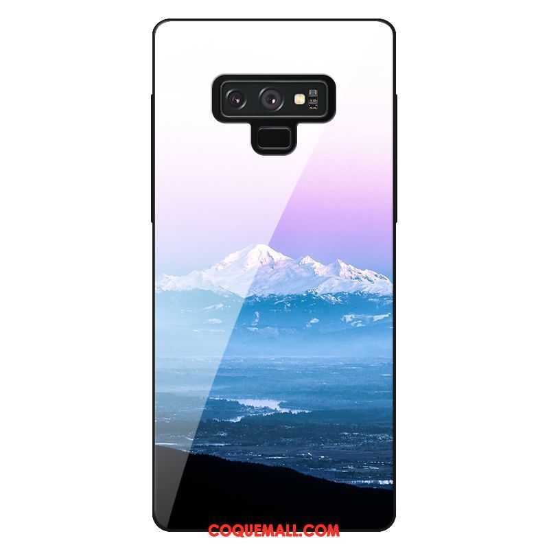 Étui Samsung Galaxy Note 9 Violet Bleu Ciel Étoilé, Coque Samsung Galaxy Note 9 Verre Étoile