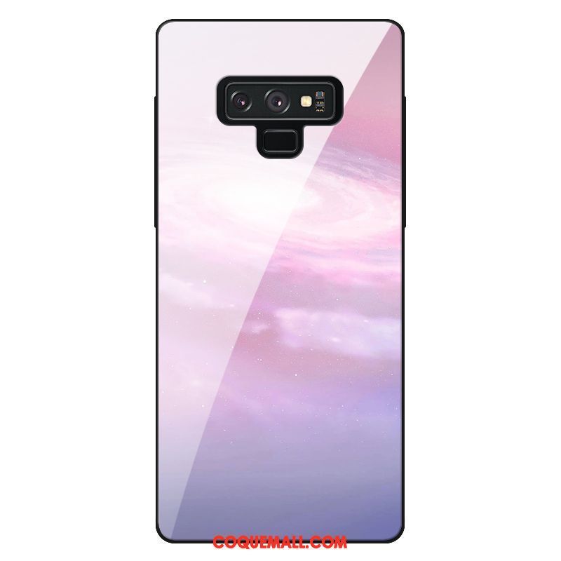 Étui Samsung Galaxy Note 9 Violet Bleu Ciel Étoilé, Coque Samsung Galaxy Note 9 Verre Étoile