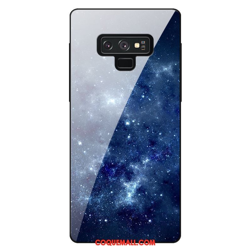 Étui Samsung Galaxy Note 9 Violet Bleu Ciel Étoilé, Coque Samsung Galaxy Note 9 Verre Étoile