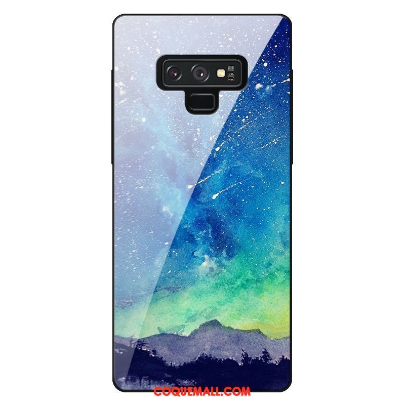 Étui Samsung Galaxy Note 9 Violet Bleu Ciel Étoilé, Coque Samsung Galaxy Note 9 Verre Étoile