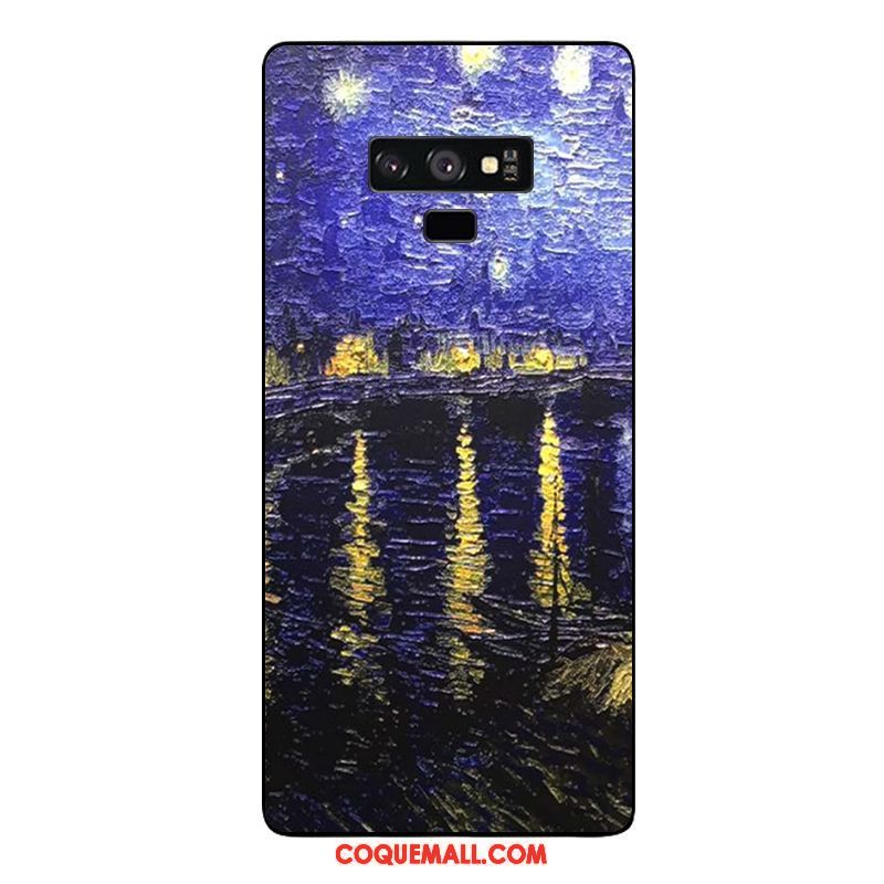 Étui Samsung Galaxy Note 9 Étoile Europe Gaufrage, Coque Samsung Galaxy Note 9 Peinture À L'huile Haute