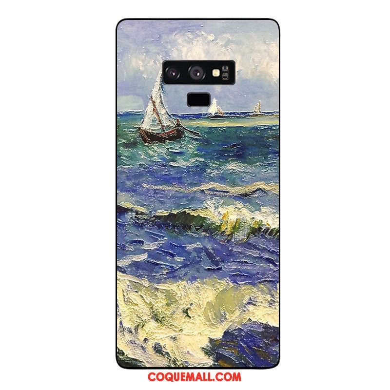 Étui Samsung Galaxy Note 9 Étoile Europe Gaufrage, Coque Samsung Galaxy Note 9 Peinture À L'huile Haute