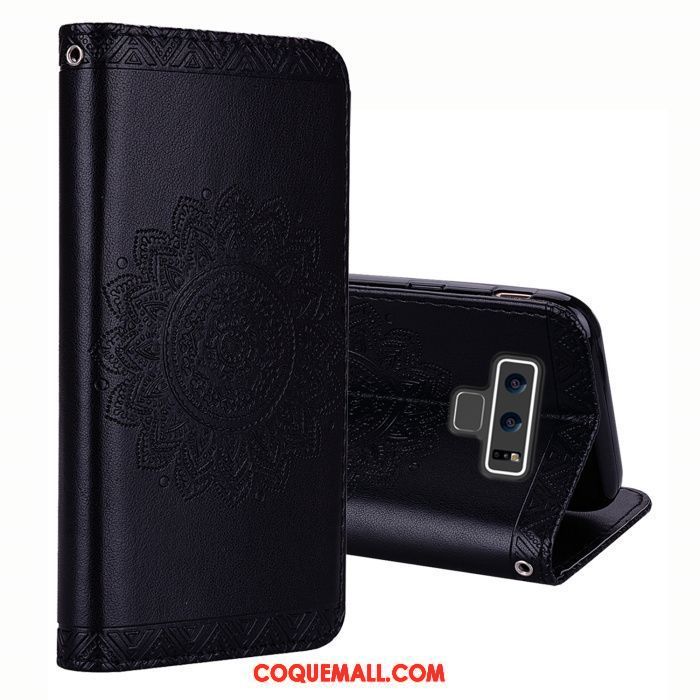 Étui Samsung Galaxy Note 9 Étoile Gaufrage Fleur, Coque Samsung Galaxy Note 9 Téléphone Portable Étui En Cuir