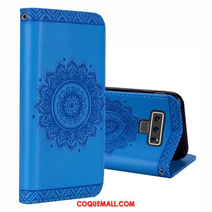 Étui Samsung Galaxy Note 9 Étoile Gaufrage Fleur, Coque Samsung Galaxy Note 9 Téléphone Portable Étui En Cuir