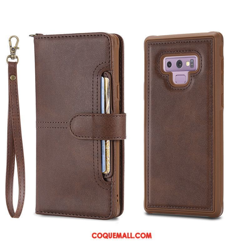 Étui Samsung Galaxy Note 9 Étoile Incassable Téléphone Portable, Coque Samsung Galaxy Note 9 Étui En Cuir Protection Braun