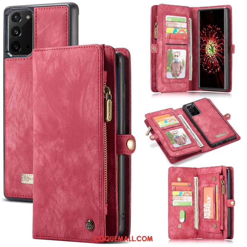 Étui Samsung Galaxy Note20 Sac Vin Rouge En Cuir, Coque Samsung Galaxy Note20 Téléphone Portable Étoile