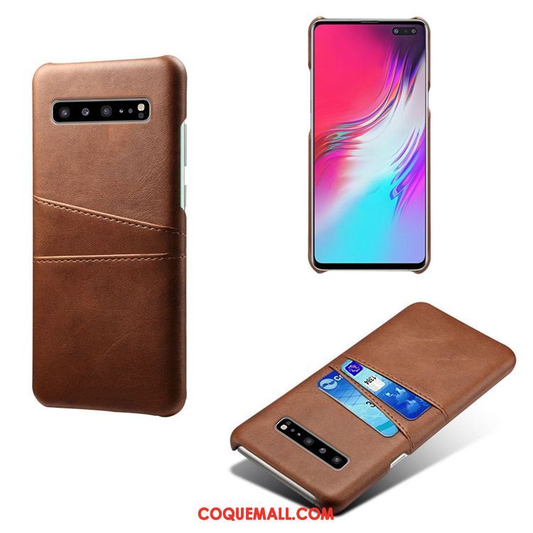 Étui Samsung Galaxy S10 5g Bovins Modèle Fleurie Petit, Coque Samsung Galaxy S10 5g Personnalité Cuir Braun