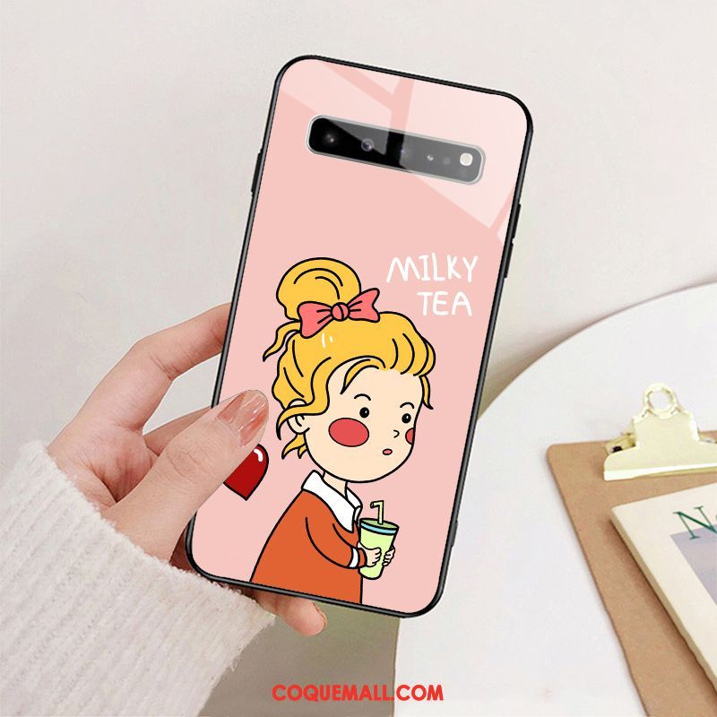 Étui Samsung Galaxy S10 5g Créatif Protection Verre, Coque Samsung Galaxy S10 5g Rose Charmant