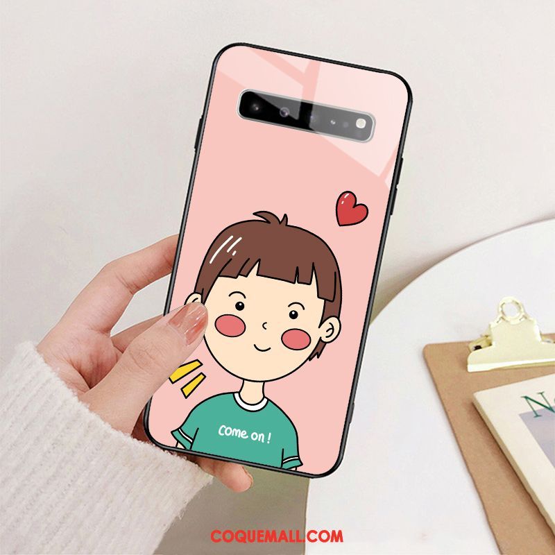 Étui Samsung Galaxy S10 5g Créatif Protection Verre, Coque Samsung Galaxy S10 5g Rose Charmant