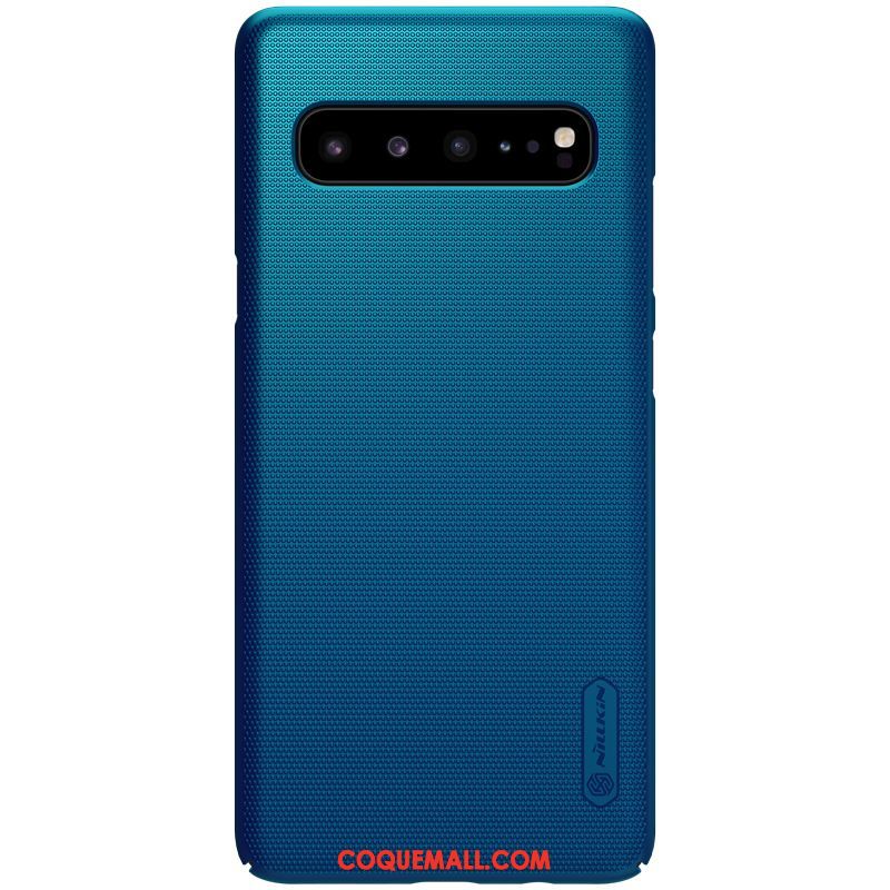 Étui Samsung Galaxy S10 5g Délavé En Daim Protection Bleu, Coque Samsung Galaxy S10 5g Téléphone Portable Antidérapant