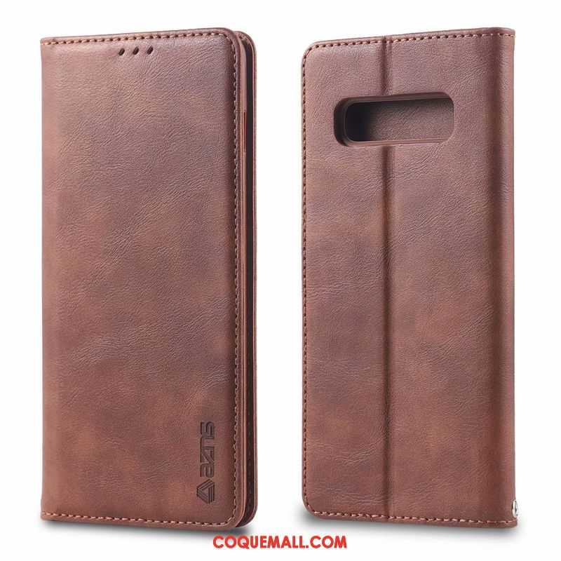 Étui Samsung Galaxy S10 5g En Cuir Luxe Téléphone Portable, Coque Samsung Galaxy S10 5g Business Protection Braun