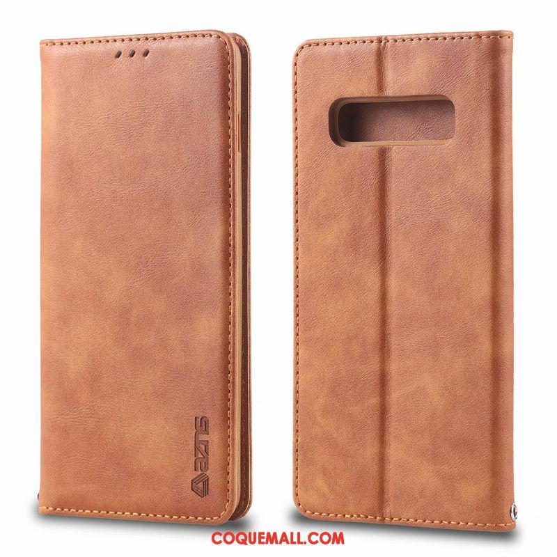 Étui Samsung Galaxy S10 5g En Cuir Luxe Téléphone Portable, Coque Samsung Galaxy S10 5g Business Protection Braun