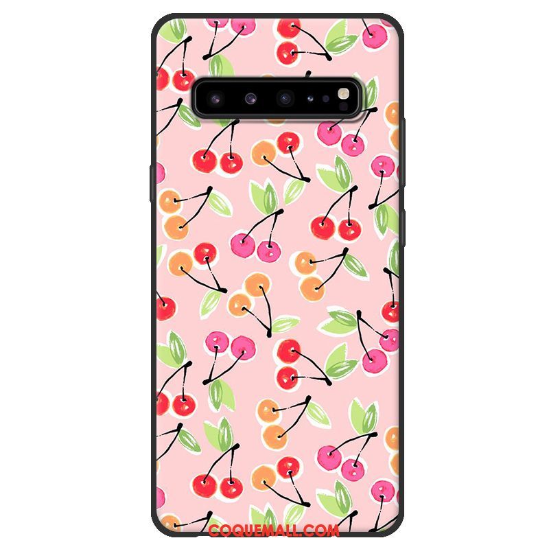 Étui Samsung Galaxy S10 5g Fluide Doux Délavé En Daim Rose, Coque Samsung Galaxy S10 5g Téléphone Portable Protection