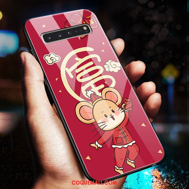 Étui Samsung Galaxy S10 5g Fluide Doux Étoile Rouge, Coque Samsung Galaxy S10 5g Tout Compris Protection