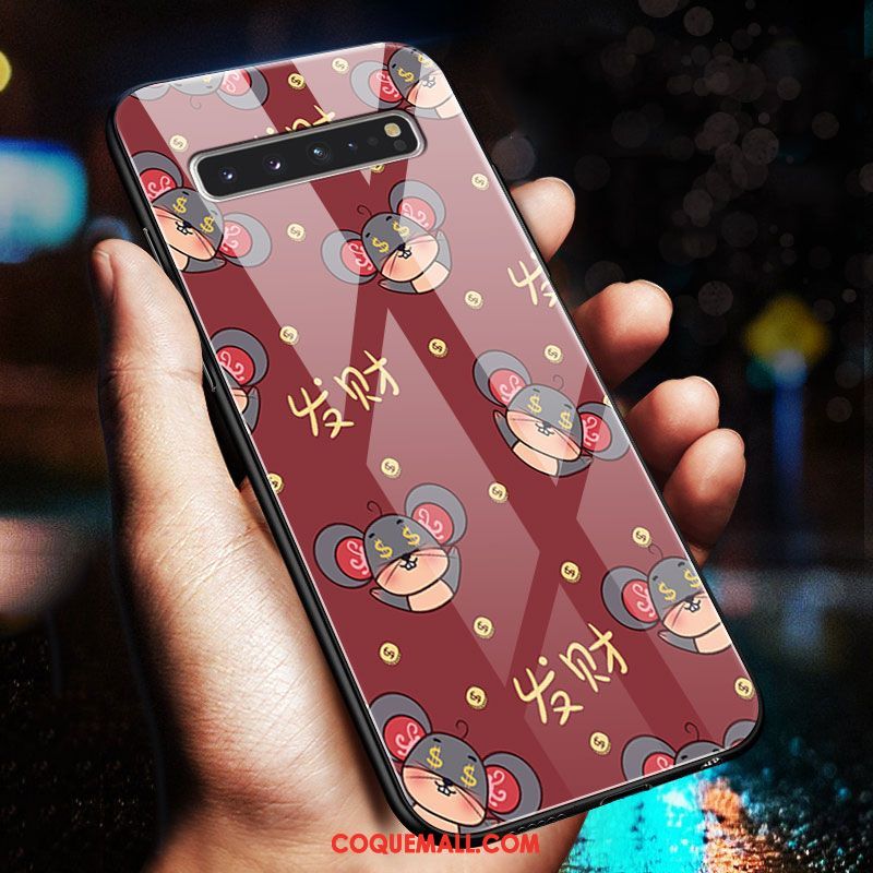 Étui Samsung Galaxy S10 5g Fluide Doux Étoile Rouge, Coque Samsung Galaxy S10 5g Tout Compris Protection