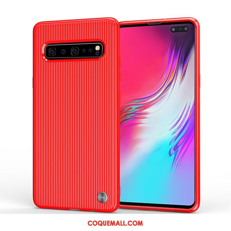 Étui Samsung Galaxy S10 5g Net Rouge Tout Compris Silicone, Coque Samsung Galaxy S10 5g Personnalité Bleu