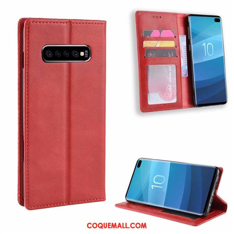 Étui Samsung Galaxy S10 Bleu Vintage Protection, Coque Samsung Galaxy S10 Modèle Fleurie Business