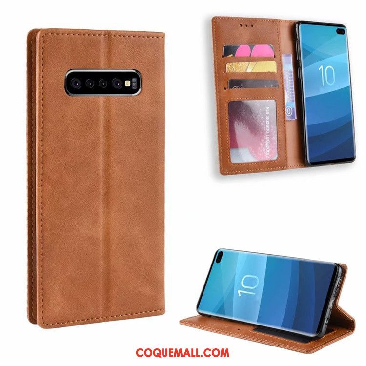 Étui Samsung Galaxy S10 Bleu Vintage Protection, Coque Samsung Galaxy S10 Modèle Fleurie Business