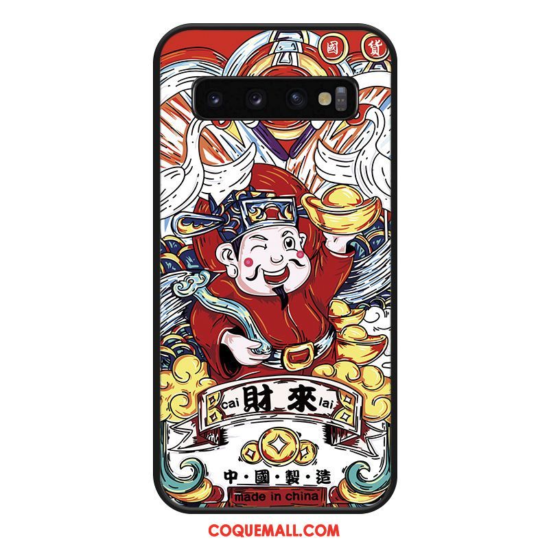 Étui Samsung Galaxy S10 Créatif Dieu De La Richesse Incassable, Coque Samsung Galaxy S10 Net Rouge Style Chinois