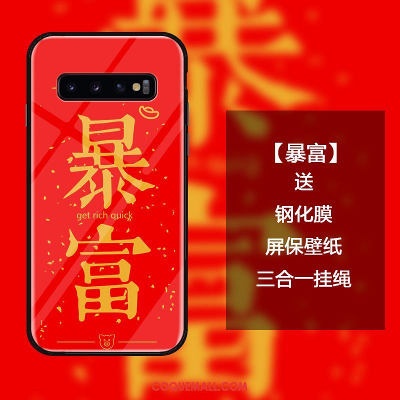 Étui Samsung Galaxy S10 Créatif Tout Compris Protection, Coque Samsung Galaxy S10 Verre Trempé Ornements Suspendus