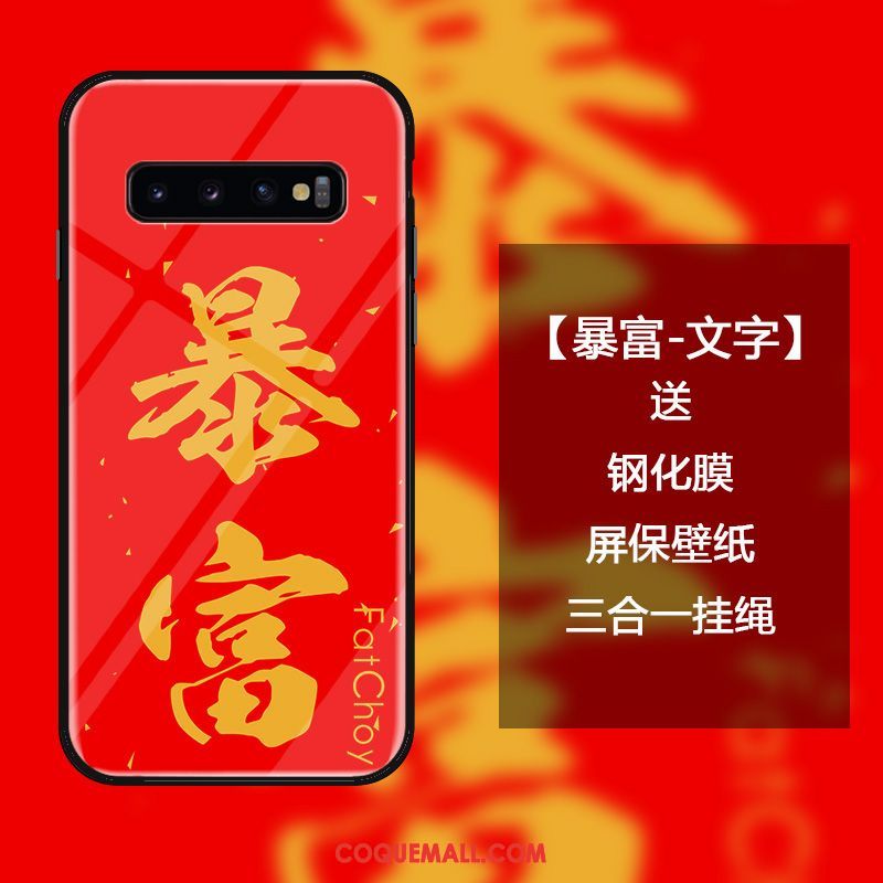 Étui Samsung Galaxy S10 Créatif Tout Compris Protection, Coque Samsung Galaxy S10 Verre Trempé Ornements Suspendus