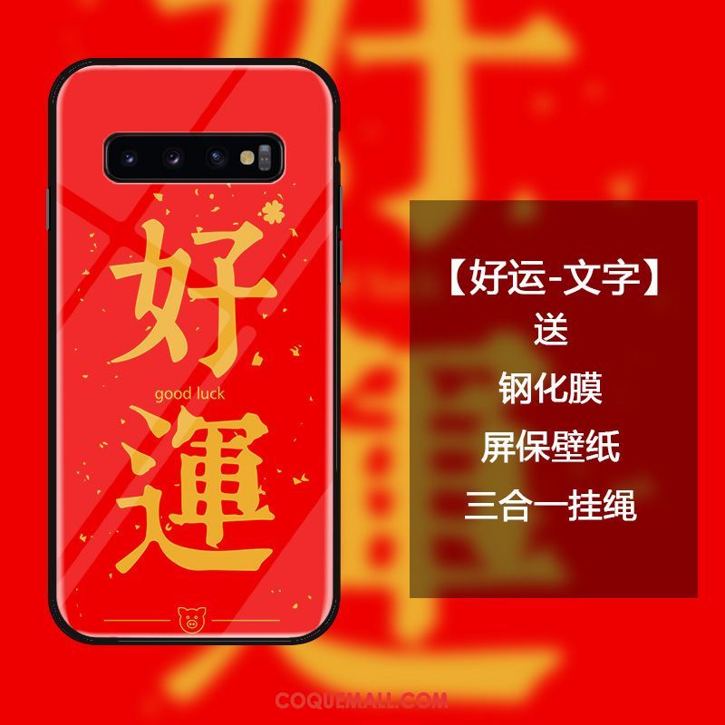 Étui Samsung Galaxy S10 Créatif Tout Compris Protection, Coque Samsung Galaxy S10 Verre Trempé Ornements Suspendus