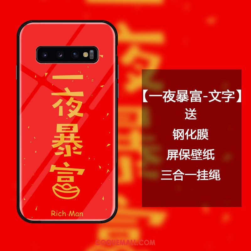 Étui Samsung Galaxy S10 Créatif Tout Compris Protection, Coque Samsung Galaxy S10 Verre Trempé Ornements Suspendus