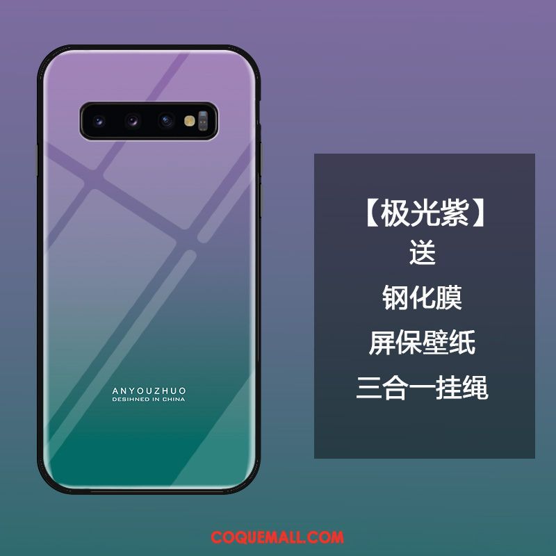 Étui Samsung Galaxy S10 Dégradé De Couleur Verre Trempé Créatif, Coque Samsung Galaxy S10 Personnalité Simple