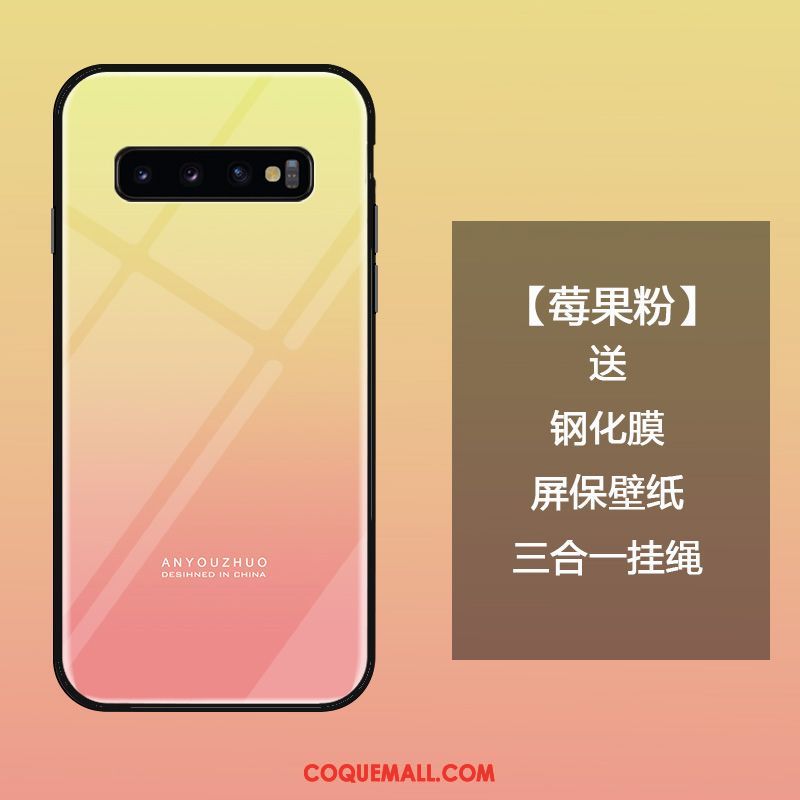 Étui Samsung Galaxy S10 Dégradé De Couleur Verre Trempé Créatif, Coque Samsung Galaxy S10 Personnalité Simple