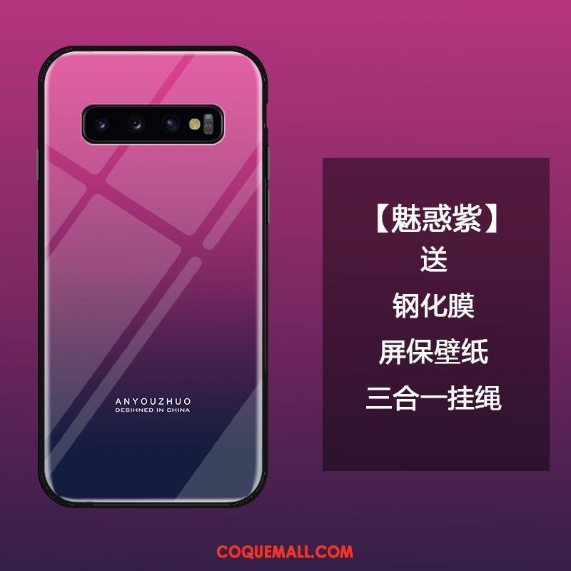 Étui Samsung Galaxy S10 Dégradé De Couleur Verre Trempé Créatif, Coque Samsung Galaxy S10 Personnalité Simple