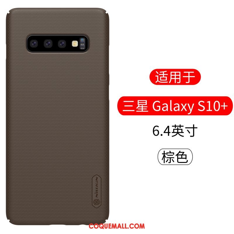 Étui Samsung Galaxy S10+ Délavé En Daim Étoile Protection, Coque Samsung Galaxy S10+ Incassable Téléphone Portable Braun