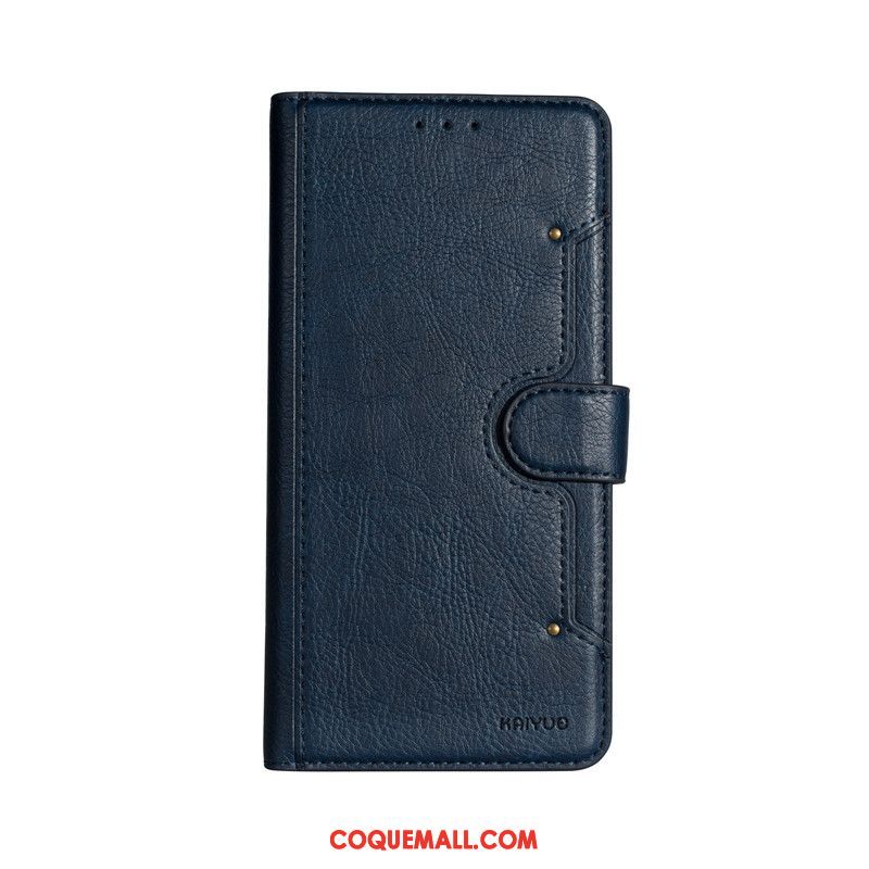 Étui Samsung Galaxy S10+ En Cuir Nouveau Business, Coque Samsung Galaxy S10+ Bleu Fluide Doux