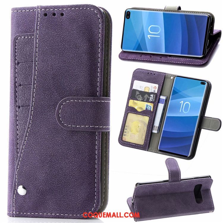 Étui Samsung Galaxy S10 En Cuir Téléphone Portable Incassable, Coque Samsung Galaxy S10 Étoile Bleu