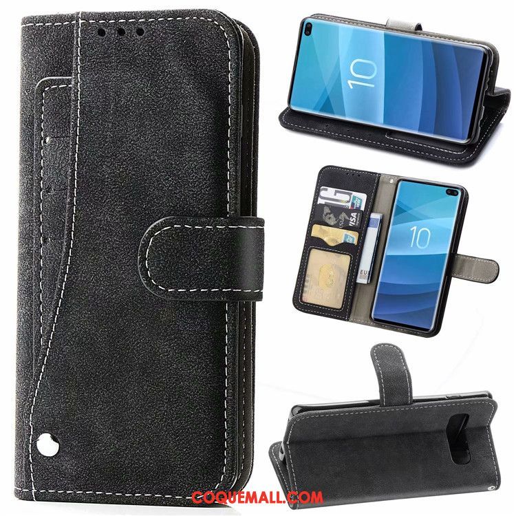 Étui Samsung Galaxy S10 En Cuir Téléphone Portable Incassable, Coque Samsung Galaxy S10 Étoile Bleu