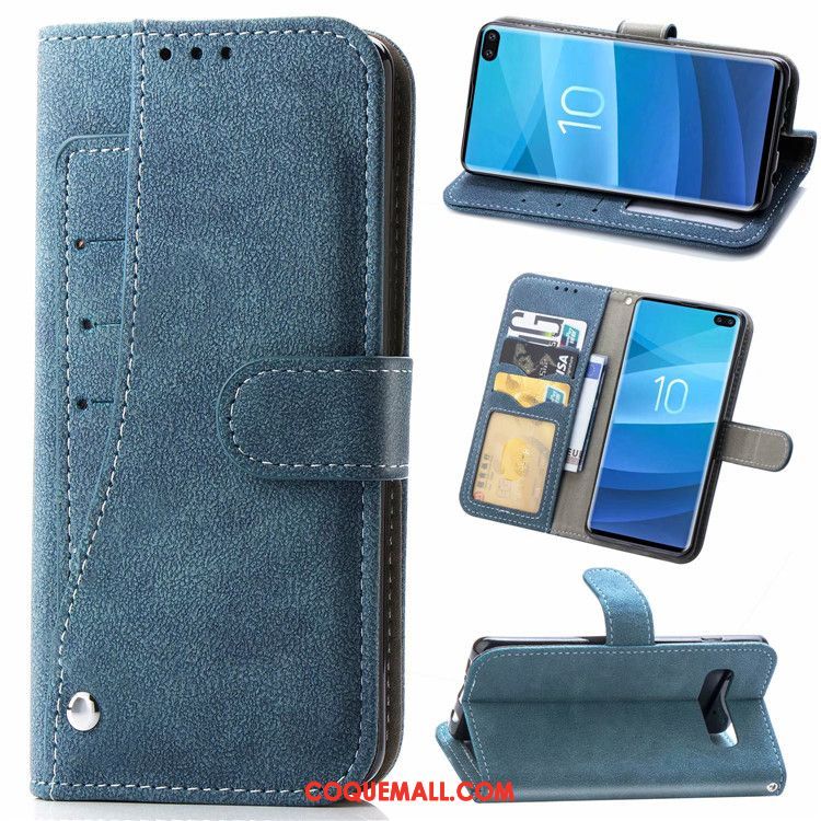 Étui Samsung Galaxy S10 En Cuir Téléphone Portable Incassable, Coque Samsung Galaxy S10 Étoile Bleu