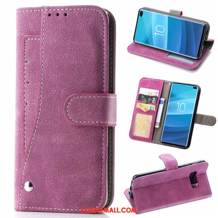 Étui Samsung Galaxy S10 En Cuir Téléphone Portable Incassable, Coque Samsung Galaxy S10 Étoile Bleu